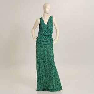 Vix Paula Hermanny SPHINX Green Snakeskin Neck Maxi Dress Size LARGE